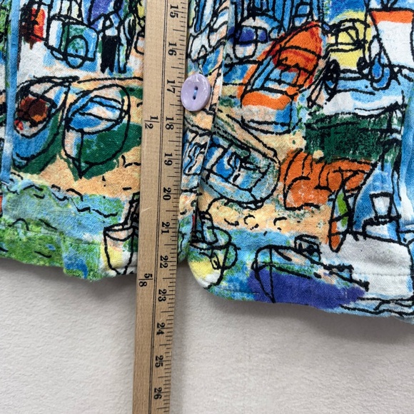 Micheal Leu Women’s Large Watercolor Print Cotton Art Wear Jacket - Picture 6 of 8